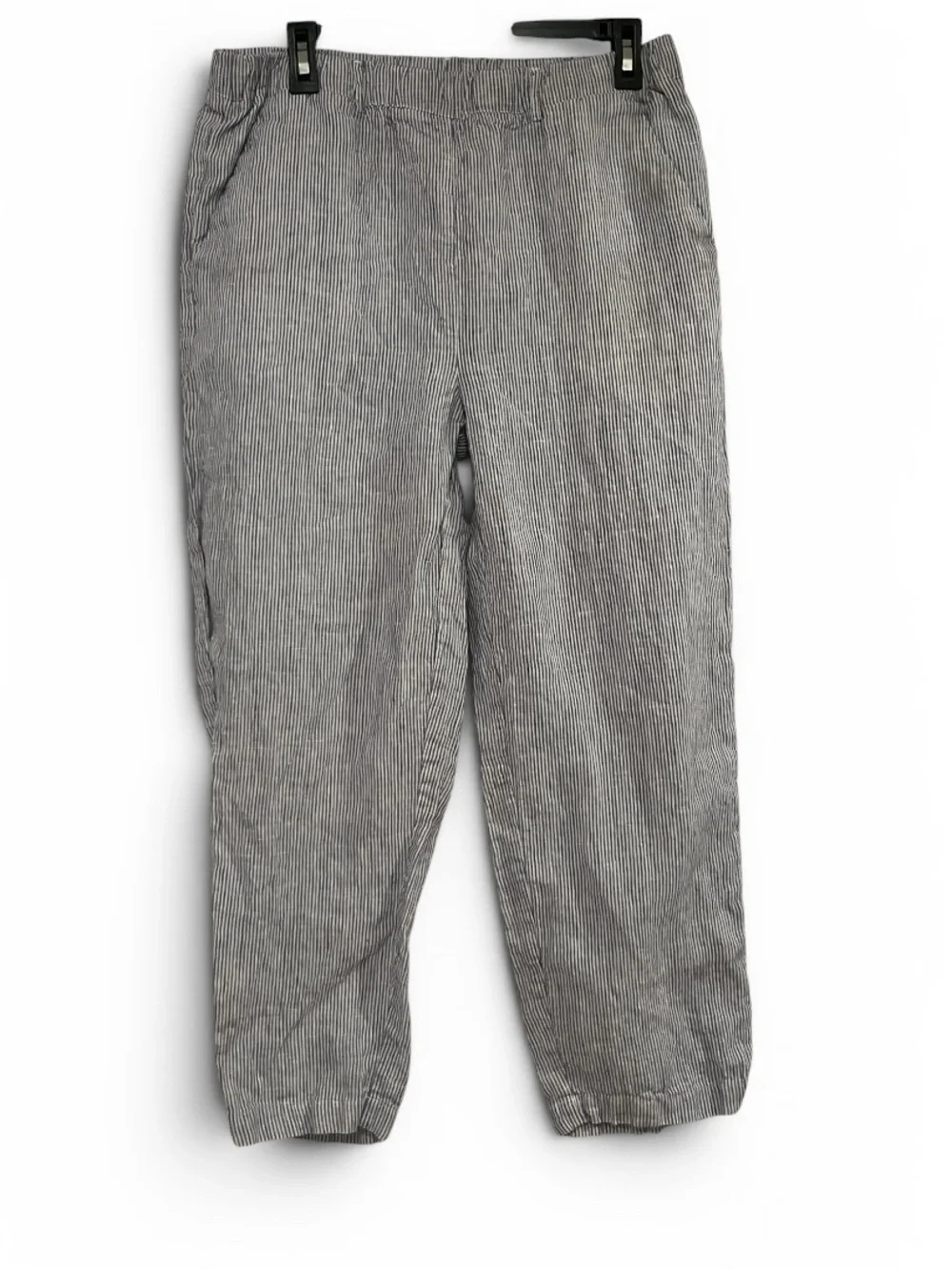 Quince 100% European Linen Micro Striped Capri Pants Sz M